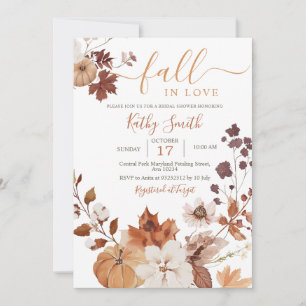 Invitation Automne floral Citrouille Tombez amoureux