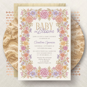 Invitation Automne Floral Genre Baby shower neutre