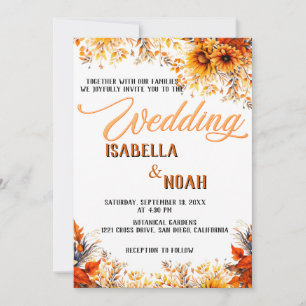 Invitation Automne Floral Mariage en saison / Fleurs Boho