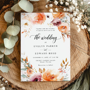Invitation Automne Floral Mariage Rustique Botanique Chic Boh