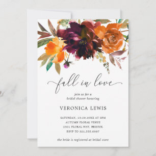Invitation Automne Floral Orange Bourgogne Elégante Fête des
