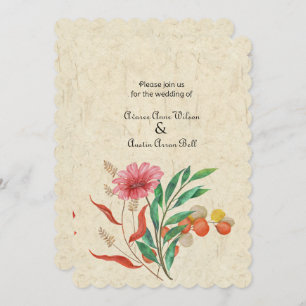 Invitation Automne Floral Orange Mariage