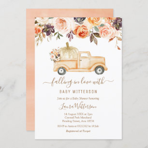Invitation Automne Floral Pêche Citrouille Baby shower de ca