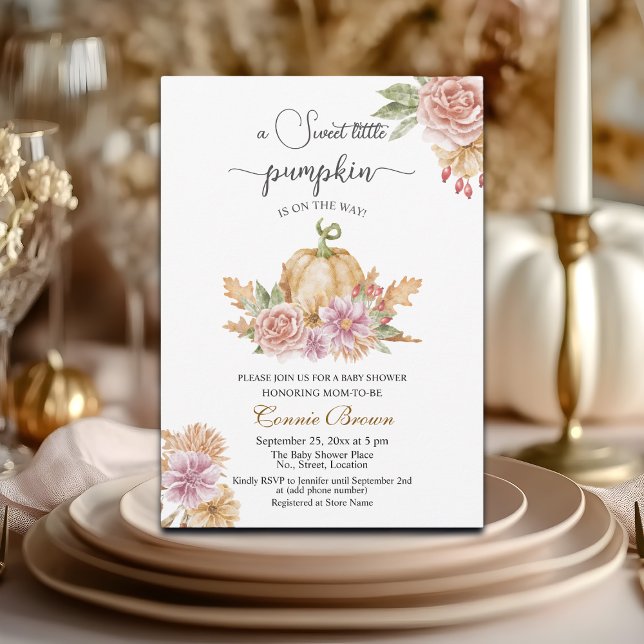 Invitation Automne Floral Petit Citrouille sur le chemin Baby (Créateur téléchargé)