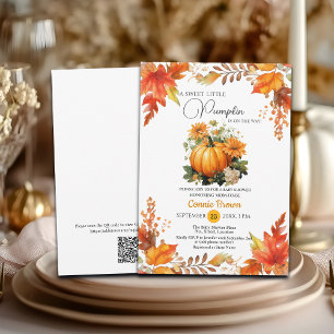 Invitation Automne Floral Petit Citrouille sur le chemin Baby
