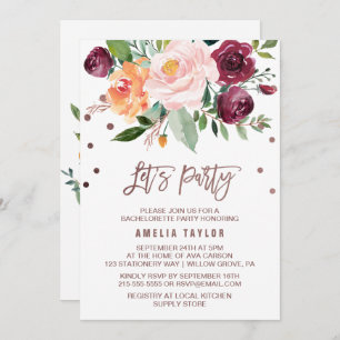 Invitation Automne Floral Rose Gold Light Wreath Faisons la f