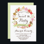 Invitation Automne Floral Sweet sixteen de couronne Invitatio<br><div class="desc">Elégante invitation à l'anniversaire de sweet sixteen fantaisiste avec une couronne florale d'automne.</div>