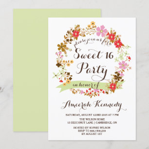 Invitation Automne Floral Sweet sixteen de couronne Invitatio