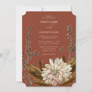 Invitation Automne Floral Terracotta Mariage de automne d'aqu