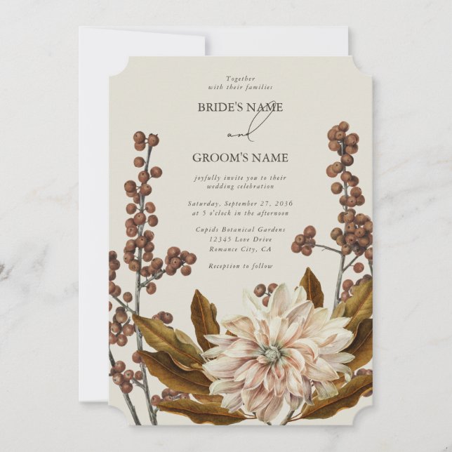 Invitation Automne Floral Tones Terre Aquarelle Mariage de au (Devant)