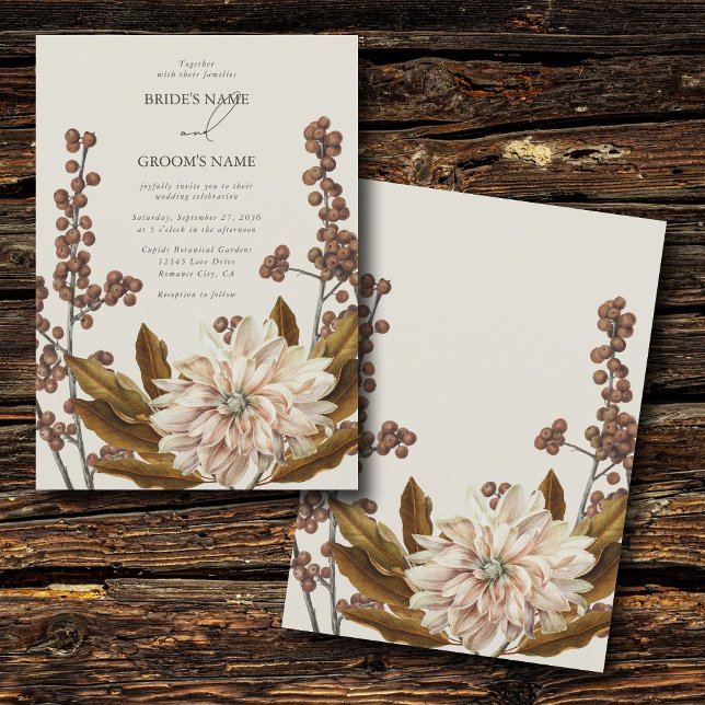 Invitation Automne Floral Tones Terre Aquarelle Mariage de au (Autumn Floral Earthy Tones Watercolor Fall Wedding Invitation)