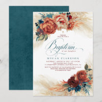Automne Floral Turquoise Bleu et Terracotta Automn