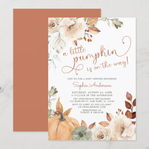 Invitation Automne Floral Un Petit Citrouille Baby shower Aut