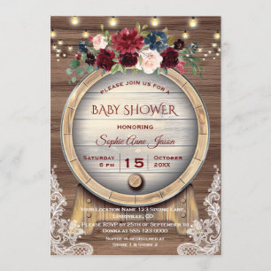Invitation Automne Floral Vin Barrel Vignoble Baby shower