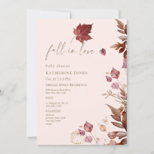 Invitation Automne Foliage Blush Baby shower