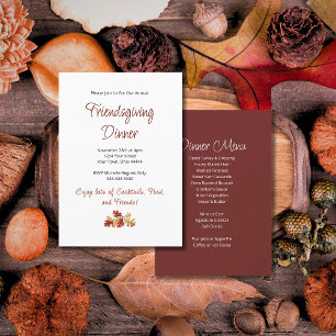 Invitation Automne Foliing Friendsgiving Dîner Thanksgiving