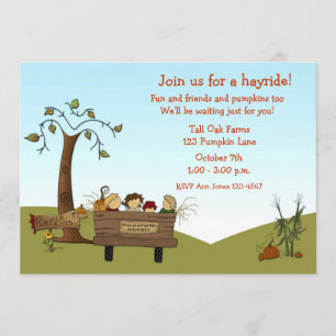Invitation Automne Hayride, chariot, enfants