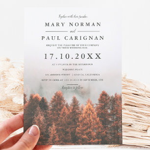 Invitation Automne hiver pins forêt photo chic mariage