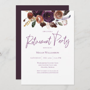 Invitation Automne Hiver Purple, Pink et Gold Retraite Party