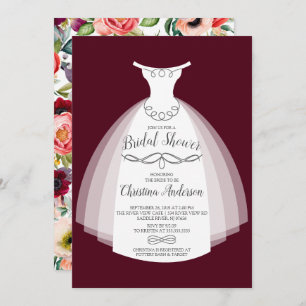 Invitation Automne Hobo Floral Bride Gown Fête des mariées