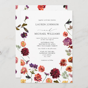 Invitation Automne Jardin d'été Burnt Orange Fleurs Mariage