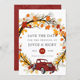 Invitation Automne Laisse Camion Vintage Économisez La Date M