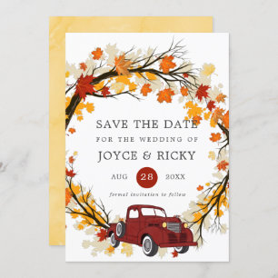 Invitation Automne Laisse Camion Vintage Économisez La Date M