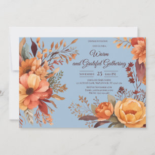 Invitation Automne laisse Floral Thanksgiving Friendsgiving