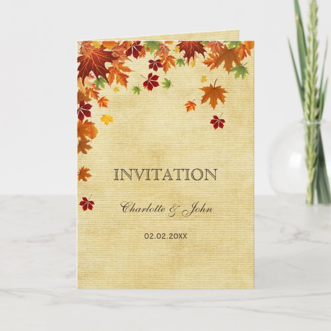 Invitation Automne laisse un Mariage rustique (Devant)