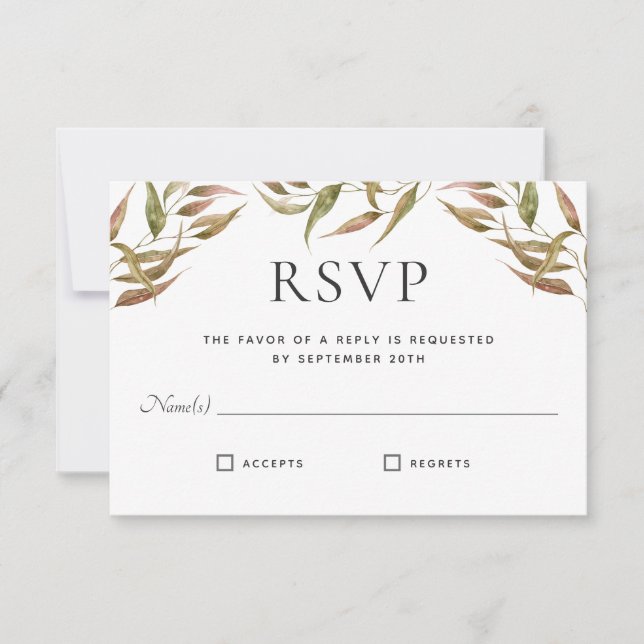 Invitation Automne Laurel Wreath Monogramme Mariage RSVP (Devant)