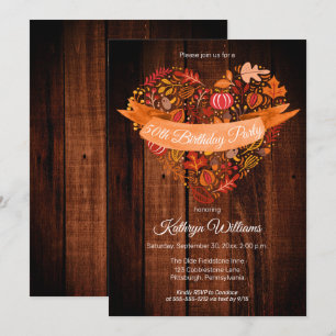 Invitation Automne L'automne quitte Citrouille Bois fête d'