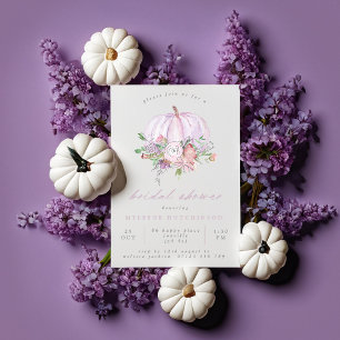 Invitation Automne Lilac Citrouille et Fleurs Fête des mariée