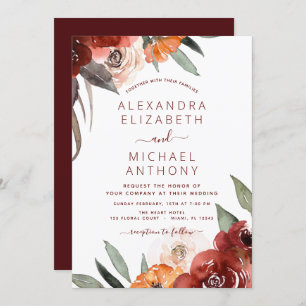 Invitation Automne Mariage Bourgogne Floral