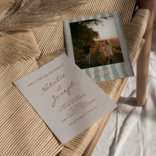 Invitation Automne Mariage photo Pinstripes écrites à la main