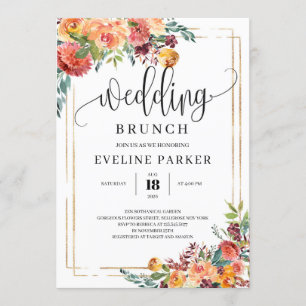 Invitation Automne marigold orange fleurs mariage brunch invi