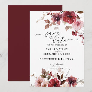 Invitation Automne Maroon Pink Berries Mariage Enregistrer La