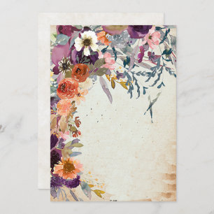 Invitation Automne mixte aquarelle florale vierge