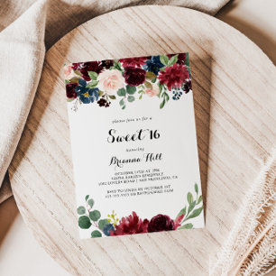 Invitation Automne Moderne Calligraphie Sweet 16 Anniversaire