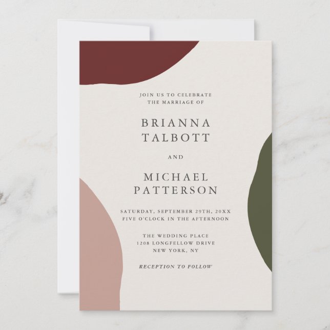 Invitation Automne moderne Simple Plaisirs Mariage (Devant)