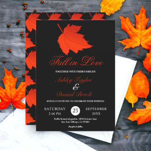 Invitation Automne Noir Et Blanc Rouge Feuille Mariage de aut