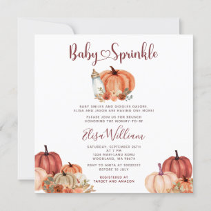 Invitation Automne Orange Citrouille Lait Bouteille Bébé Saup