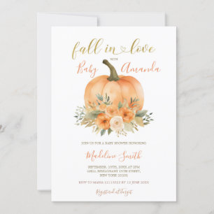 Invitation Automne Orange Citrouille Tombe Dans Le Baby showe