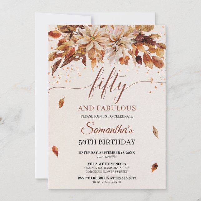 Invitation Automne Orange Fleurs Marigold Cooper Cinquante (Devant)