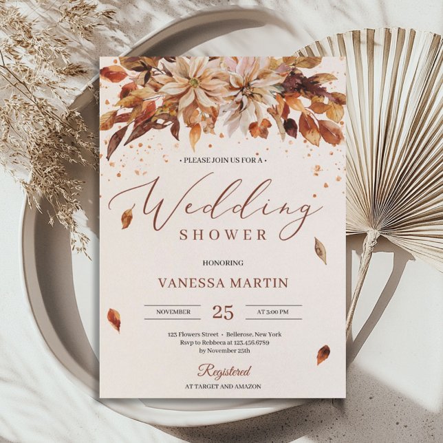 Invitation Automne Orange Fleurs Marigold Wedding shower (Autumn Orange Flowers Marigold Wedding Shower Invitation)