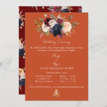 Automne Orange Floral Aquarelle Mariage Hindu Gane