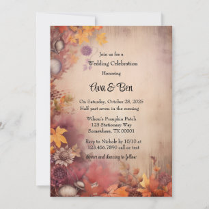 Invitation Automne Orange Purple Tree Rustique Mariage Célébr