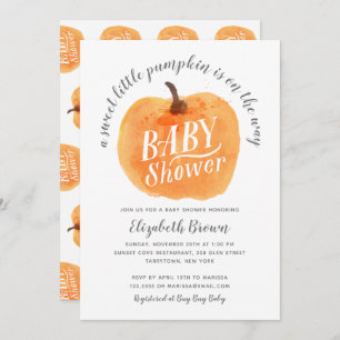 Invitation Automne Petit Citrouille Automne Baby shower aquar