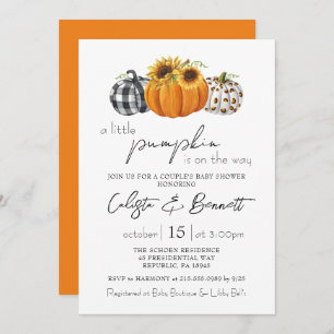 Invitation Automne Petit Citrouille Tournesol Couple Baby sho