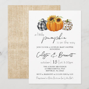 Invitation Automne Petit Citrouille Tournesol Couple Baby sho
