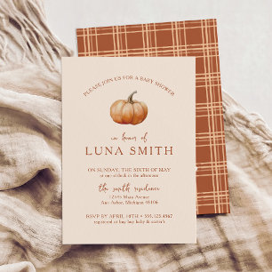 Invitation Automne Plaid Un Petit Baby shower Citrouille